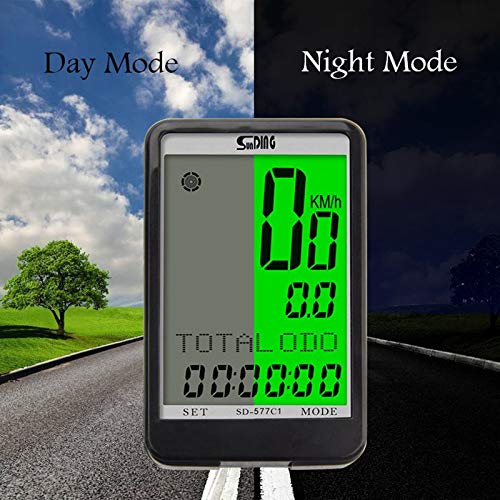 Algol - Wireless LCD Bike Computer Bicycle Cycling Speedometer Odometer with Backlight Time Temperature Display SD-577C1