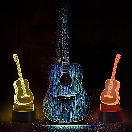 image for YiaMia Guitar 3d Optical Illusion Night Light Music Decorations Lamp R