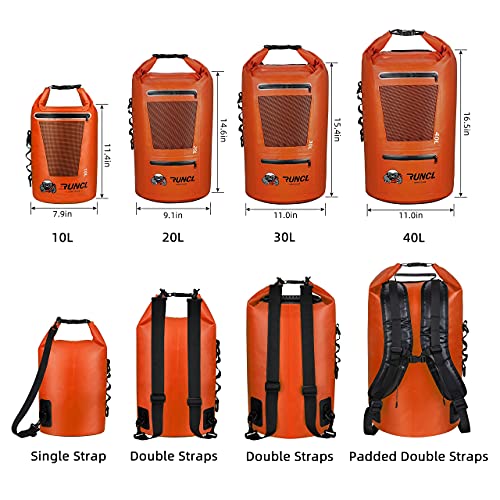 RUNCL Waterproof Dry Bag, Durable RollTop Closure 10/20/30/40L