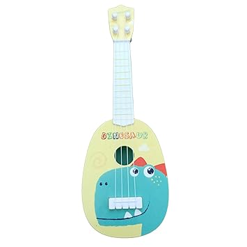 sibina Notable Simulation Instrument Ukulele Small Guitar Four-String Can Play Enlightenment Early Education Music Toy(None Dinosaur Yellow)