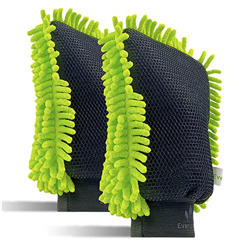 EVERSPROUT DualSided Car Wash Mitts (2Pack) NeverScratch, Ultra