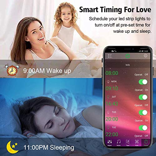 LED Strip Lights, KIKO Smart Color Changing Rope Lights 49.2ft/15M SMD 5050 RGB Light Strips