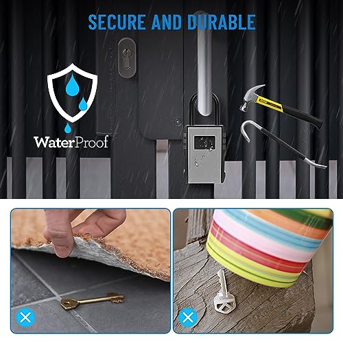 NEWIROVE Key Safe Large Key Box with Hook Waterproof Key Safe for Home, School, House for Rent, Grey