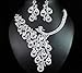 Peacock Clear Austrian Rhinestone Crystal Necklace Earrings Set Bridal Wed N1391