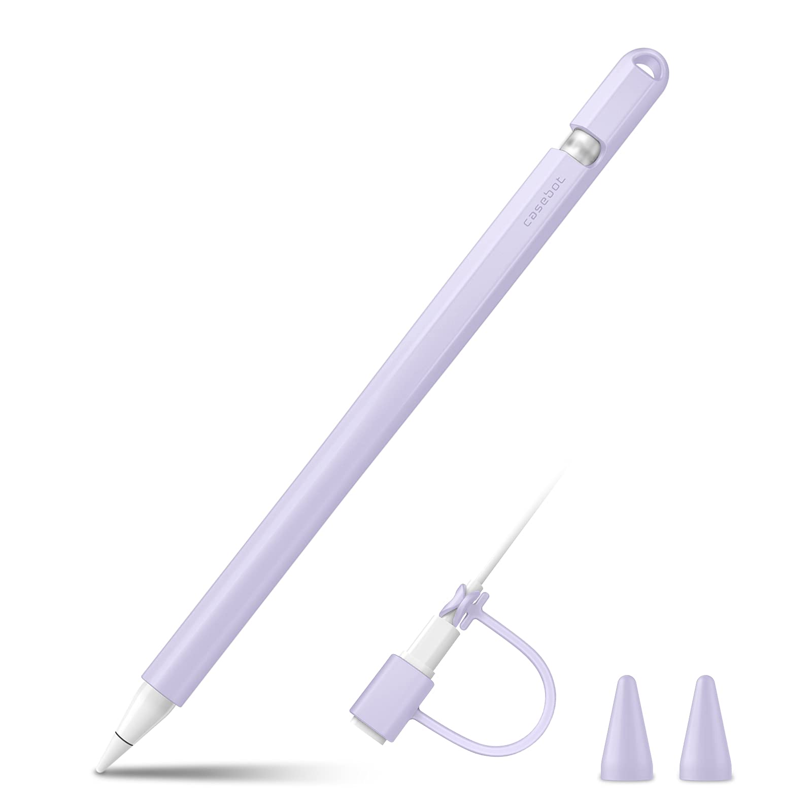 FINTIE Silicone Sleeve, Ultra Light Pen Skin Case Soft Protective Pencil Grip Holder with 2 Nib Cover, 1 Cable Adapter Tether, Lilac Purple