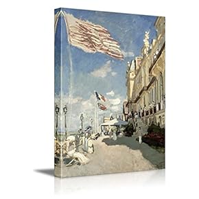 Hotel des Roches Noires, Trouville, 1870 by Claude Monet - Impressionist Modern Art - Canvas Art Home Art - 12x18 inches