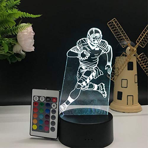 3D Illusion LED Night Light,7 Colors Gradual Changing Touch Switch USB Table Lamp for Holiday Gifts or Home Decorations (Remote Control ，Football Player，Rugby Light) - Thumbnail 6