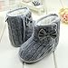 Gotd Baby Girls Snow Boots Bowknot Soft Sole Winter Warm Shoes Prewalker (12-18 Months, Gray)