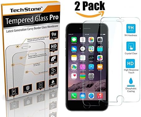 (Pack 2) iPhone 7 Screen Protector Tempered Glass TechStone, iPhone 7 Tempered Glass,9H Hardness,Curved Edge,Bubble Free,Anti-Scratch,Fingerprint&Oil Stain Coating. (Pack of 2)