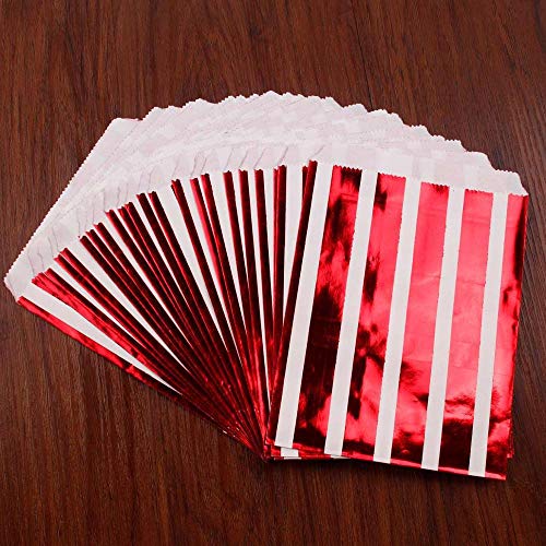Ranggrgt 25Pcs Kraft Paper Popcorn Bag Wavy Stripes Candy Box Gift Packaging Bags Printed Paper Treat Bags Wedding Birthday Decor Style 24