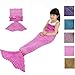 Mermaid Tail Blanket, DDMY Knit Crochet Mermaid Blanket for Kids , All Seasons Sleeping Bag Blanket, 53''x25.5'', A- Pink