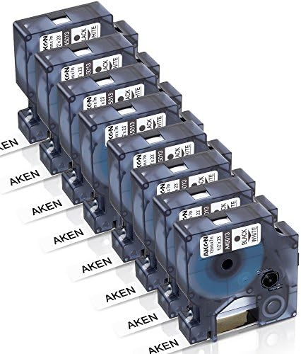 Label Cassette Replace DYMO D1 Label Tapes 45013 (s0720530s), Compatible for DYMO Label Manager 60 280 420P PnP 220P 360D 450 210D, Black on White (1/2 inch x 23 Feet 12mmx7m), 8 Pack
