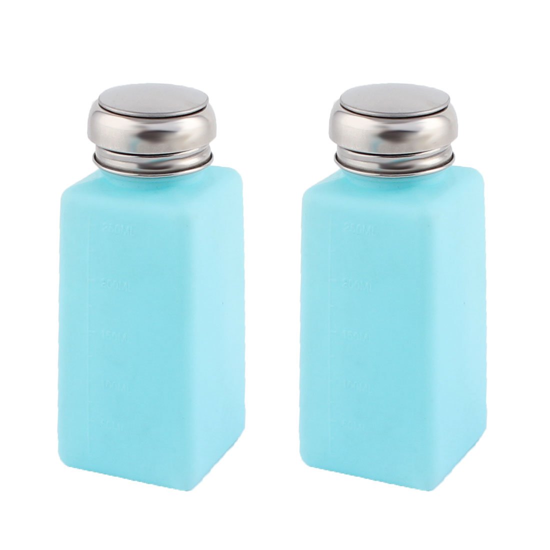 Sourcingmap Metal Cap Plastic Lab Press Pumping Anti-Flux Liquid Bottle Dispenser Container 250ml 2pcs Blue