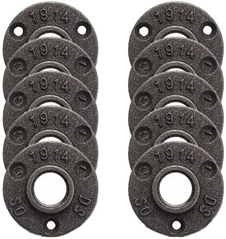 1/2" Floor Flange (10 Pack) 3 Hole Black Pipe Decor | Cast Iron Outdoor Floor Flanges | Threaded Pipe Fitting Industrial Malleable Iron Vintage Retro Decor Furniture DIY Wall Plumbing By Sigma Pipe