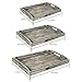MyGift Rustic Solid Torched Wood Serving Trays, Stylish Decorative Tray Nesting Breakfast, Ottoman, Coffee Table Tray with Handles, 3-Piece Set