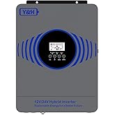 Y&H 4200W Hybrid Solar Inverter AC230V to DC12V/24V Dual Voltage Pure Sine Wave Off-Grid Inverter, Built-in 100A MPPT Controller, Max PV Power 4000W Input with BMS /RS485, for Home/RV/Backup Power