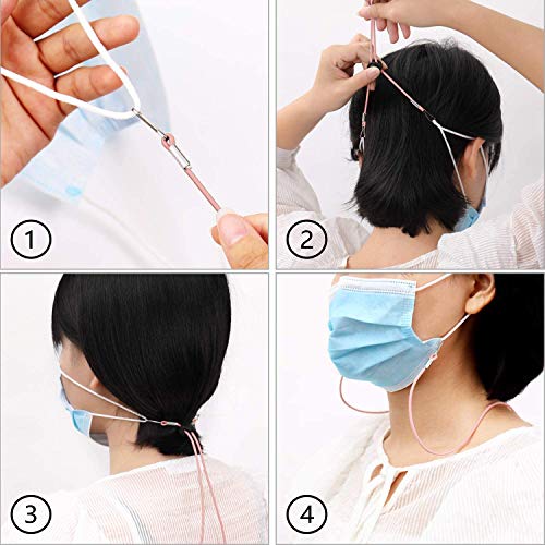 MOTOBA Adjustable Face Mask Lanyard, Safety Mask Holder & Hanger Chain Necklace Strap, Comfortable Around The Neck Relieve Ear Pressure(5 Pcs Black)