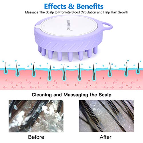 Manual Hair Scalp Massager Shampoo Brush, Foodgrade Silicone Bristles
