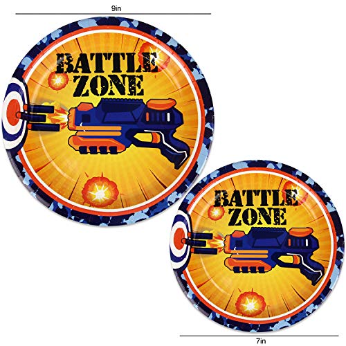 102 Piece Dart War Party Supplies Set Including Banner, Plates, Cups, Napkins, and Tablecloth, Serves 25