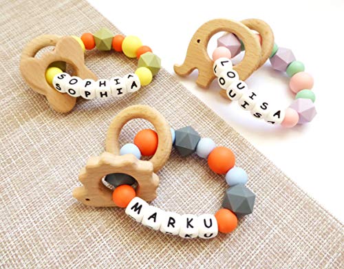 personalised baby teething ring