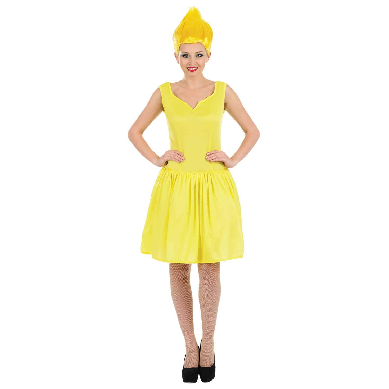 Fun Shack Womens Yellow Pixie Costume Adults Retro TV Film Novelty Dress Outfit Large