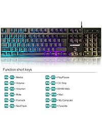 flagpower arco iris LED Backlit Gaming Keyboard y el mouse Combo con 3 retroiluminación LED ajustables