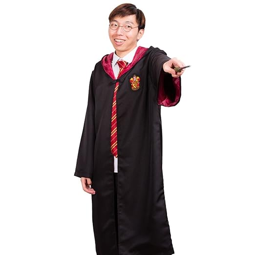 Harry Potter Gryffindor School Fancy Robe Cloak Costume And Tie (Size XL)