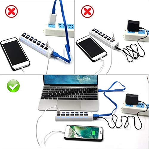 KOROWA 4 Port/7 Port USB Hub Multi USB Splitter with on/Off Switch Plug Power Adapter for PC Notebook Laptop