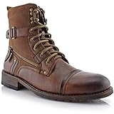 Polar Fox MPX808585 Mens Combat Ankle Boots Antique Finsh Brown 11