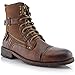 Polar Fox Asher MPX808585 Mens Cap Toe Ankle Lace-up Dress Combat Motorcycle Boots – Brown, Size 11