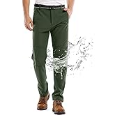 Jessie Kidden Waterproof Pants Mens, Hiking Snow Ski Fleece Lined Insulated Soft Shell Winter Pants with Belt #5088-Army Green,36