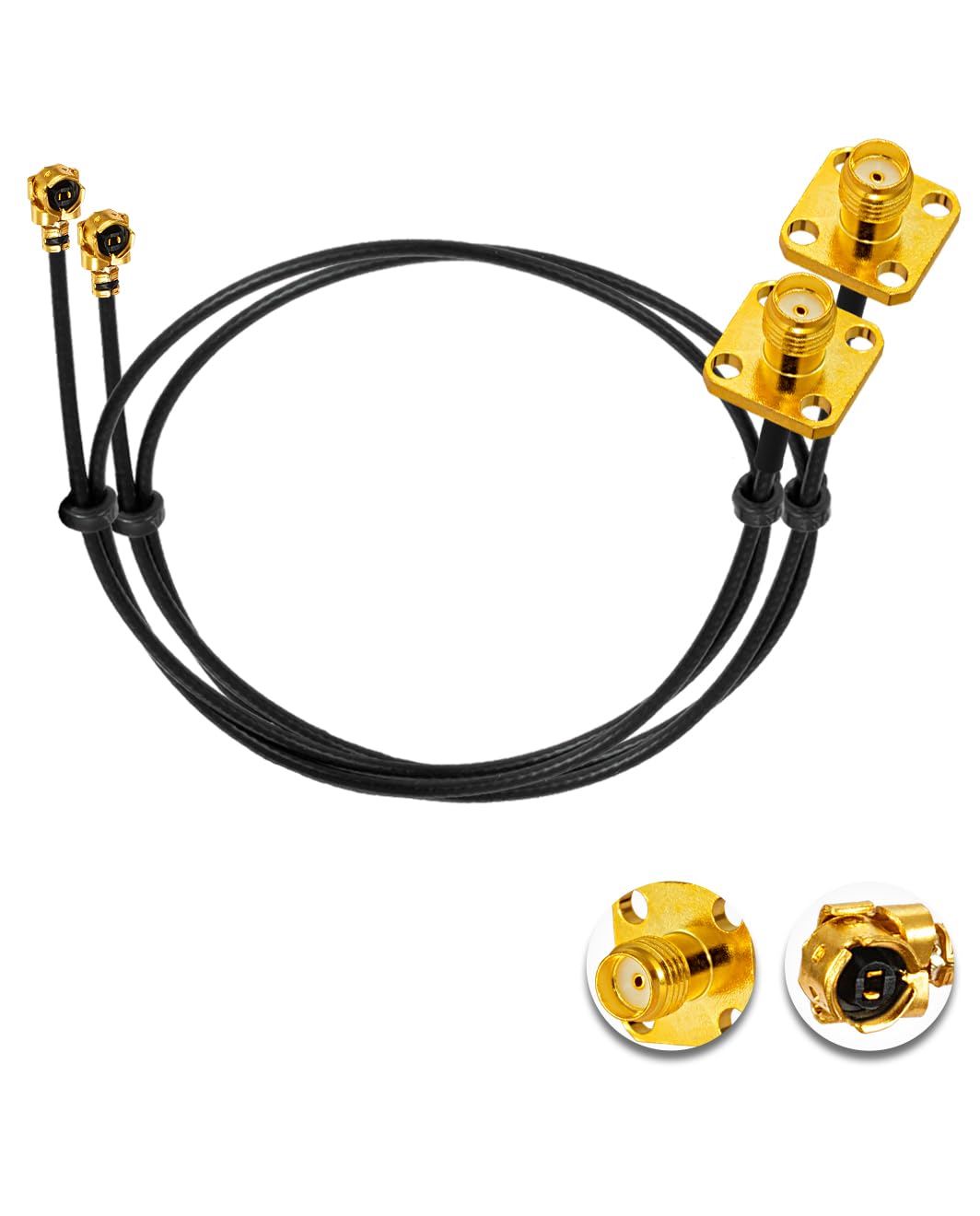 Vecys 2PCS U.F.L1 to SMA Cable U.F.L1 to SMA Female Flange Panel Mount 1.13mm Mini-Coaxial Pigtail Cable 12" /30CM for Wireless Routers Mini PCIE Network Cards PCI Wi-Fi WAN Repeater