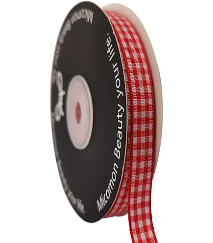 thumbnail image 2 of Ribbli Red And White Gingham Ribbon,Polyester Woven Edge,3/8... 2 of 12