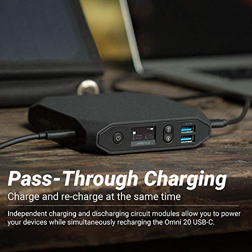 Omni 20 USB-C+ 100W USB-C/Wireless Charging Portable Power Bank | Battery Pack for Laptops, Cameras, Tablets, Smartphones, iPhone, iPhone X, iPhone Xs, Samsung Galaxy and Other Smart Devices