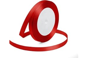 KMER LIFE 3/8 Inches x 25 Yards Red Satin Ribbon Solid Fabric Ribbons for Crafts, Wedding Decor, DIY Hair Accessories, Sewing, Gift Package Wrapping, Valentine's Day Bouquet and More