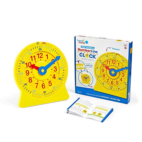 hand2mind NumberLine Clock for Demonstration, Math Manipulatives for Telling Time, Analog Clock