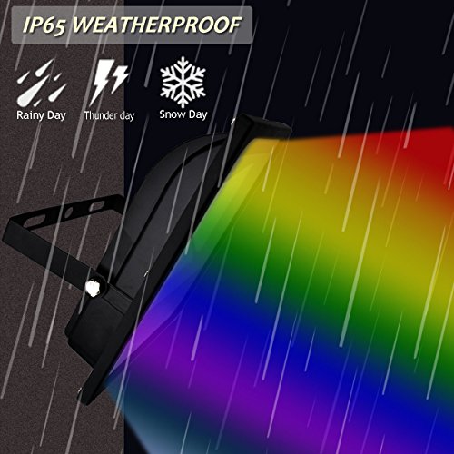 GLW LED RGB Flood Light, 20W Outdoor Color Changing Lights With Remote Control, IP65 Waterproof Dimmable Wall Washer Light, Flood Lamp 16 Colors 4 Modes with US 3-Plug - Thumbnail 2