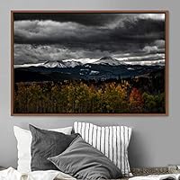 Framed Canvas Wall Art Mountainscape Aerial Dramatic Landscape Mountain Top Multicolor Photography Realism Rustic Warm - 16x24 inches