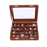 NOVADEAL 24 Grids PU Velour Leather Multipurpose Jewellery Storage Box Ring/Earrings/Necklace Tray Display Case Organizer - Brown