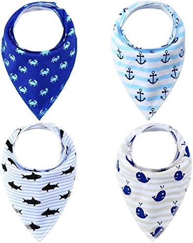 Baby Bandana Drool Bibs for Drooling and Teething Babies Boys Girls 4 Pack Gift Set(B4)