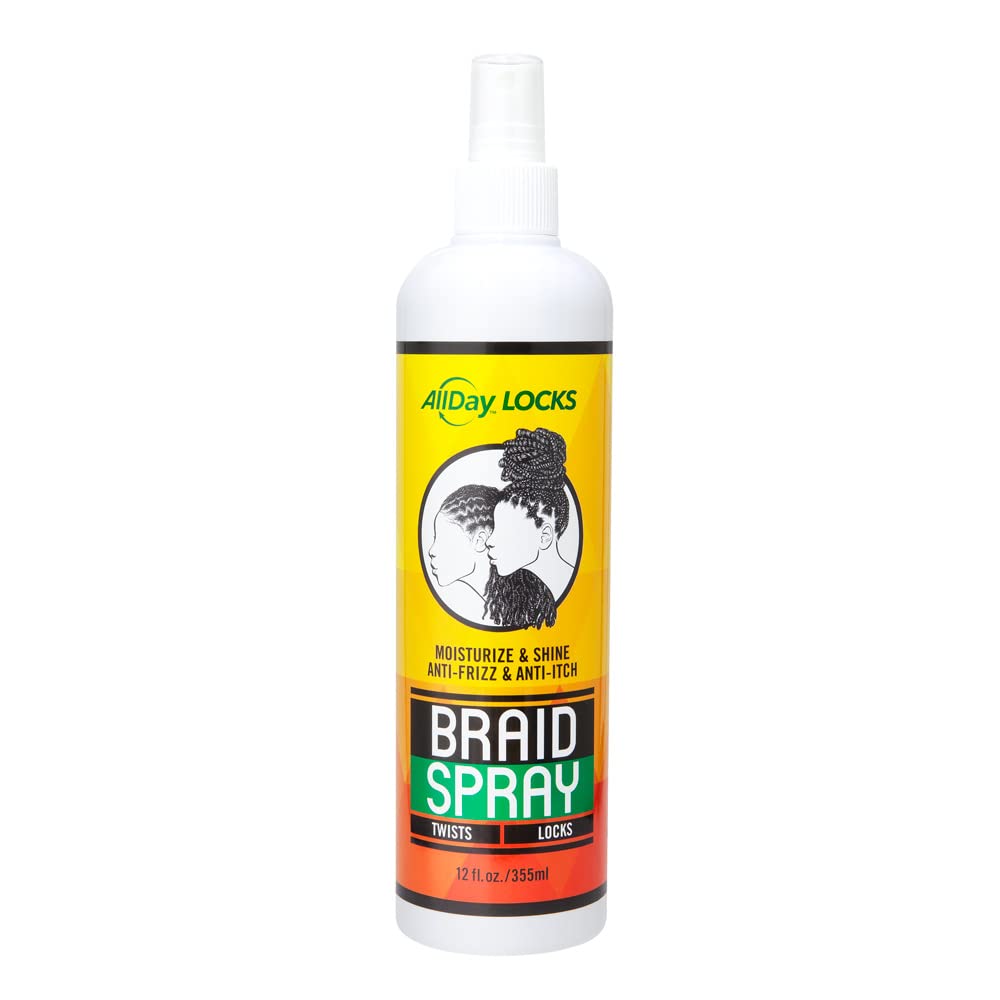Photo 1 of AllDay Locks Braid Spray | Alleviates Itchy & Dry Scalp | Easy to Use, Moisturizes, High Shine for Dull Hair | Cleanses & Revives Braids, Locks, Twists, Cornrows | 12 oz