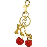 Flvkev Cherry Bag Charms Bubble Initial Purse Key Chains for Women Car Letter Handbag Backpack Keyrings