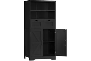 TEENFON 49.6'' Farmhouse Storage Cabinet with Adjustable Shelf & 2 Drawers, Kitchen Storage Cabinet with 2 Doors, Pantry for 