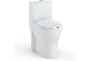 Garvee ADA Compliant One-Piece Toilet – 19" Comfort Height, Round Bowl, White Ceramic – Dual Flush 0.8/1.28 GPF, Soft-Close P