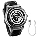 JewelryWe Novelty Quartz Wrist Watch with USB Electronic Rechargeable Windproof Cigarette Lighter for Men (Black)