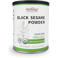 ONETANG Organic Black Sesame Powder, No Sugar, Low Temp Roasted, HALAL, NON-GMO, Black Sesame Paste 12.36 Oz (350g)