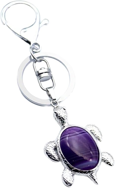 Amazon Co Jp １個 ナチュラル 宝石 タートル型 ペンダント キーホルダー キーリング 全17種類 紫の瑪瑙 ホビー