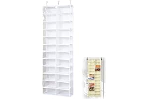 Hoodie Sweatshirt Storage Hack - Over the Door Shoe Organizer, Hanging Shoes Rack Organizer with 24 Clear Pockets, Door Mount