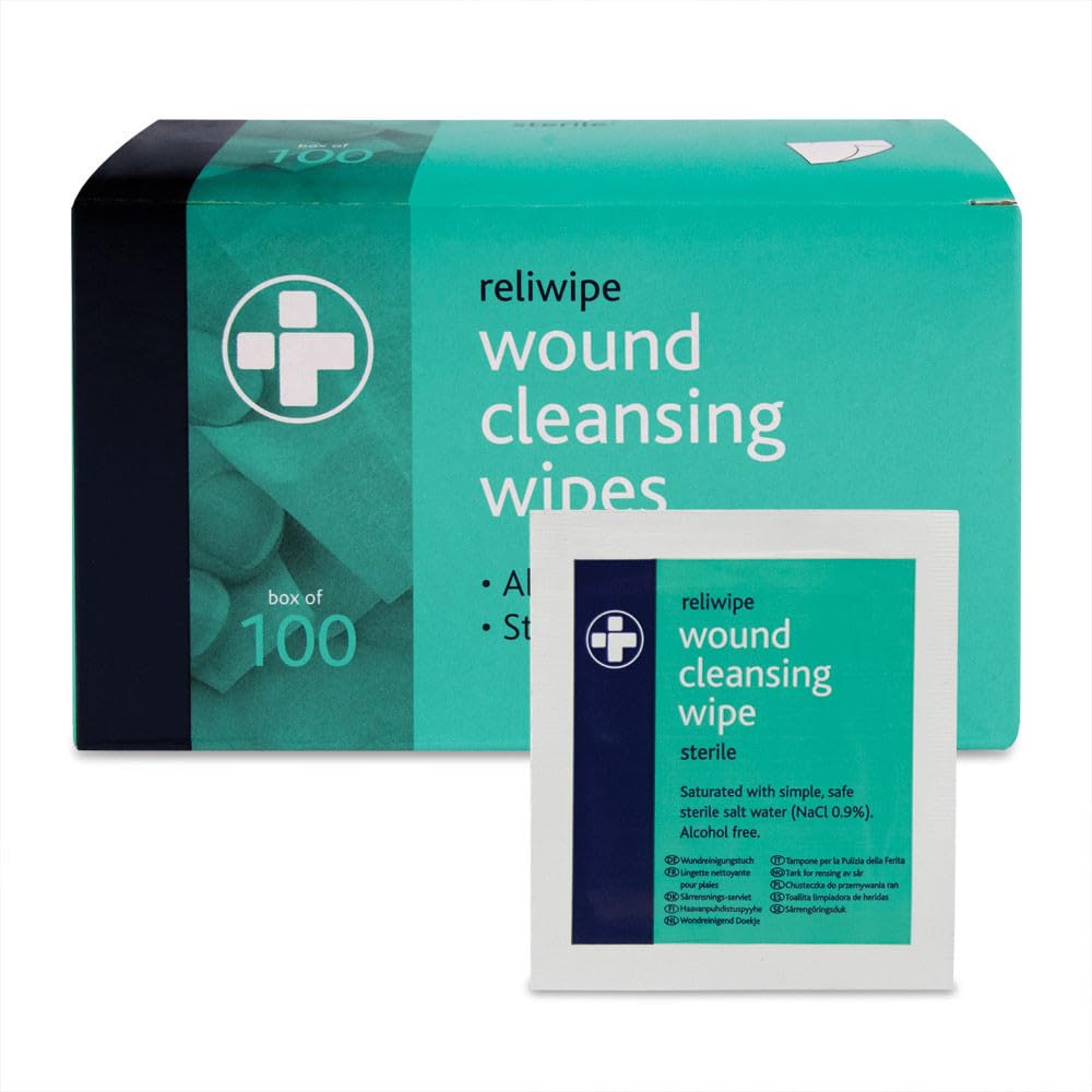 Reliwipe Moist Saline Cleansing Wipes Sterile (Pack of 100) (RL745)