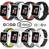 DOBSTFY Sport Band Compatible for iWatch Bands 38mm 42mm Soft Silicone Watch Band Replacement Wristband Strap Compatible for Watch Series 5/4/3/2/1 Ni ke+, Sport, Edition, 42mm 44mm M/L, 8 Pack